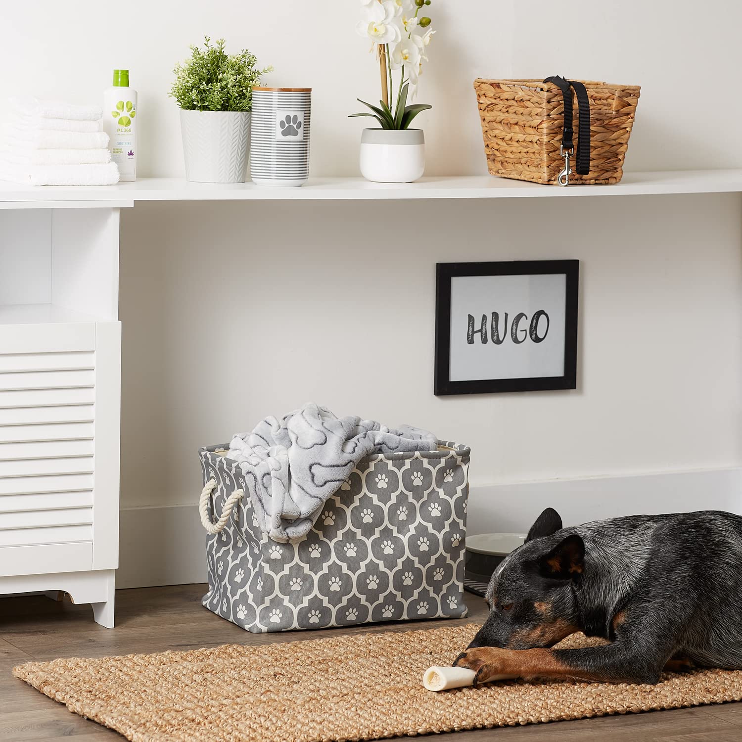 Bone Dry uso organizativo en casa para juguetes, correas y mantas