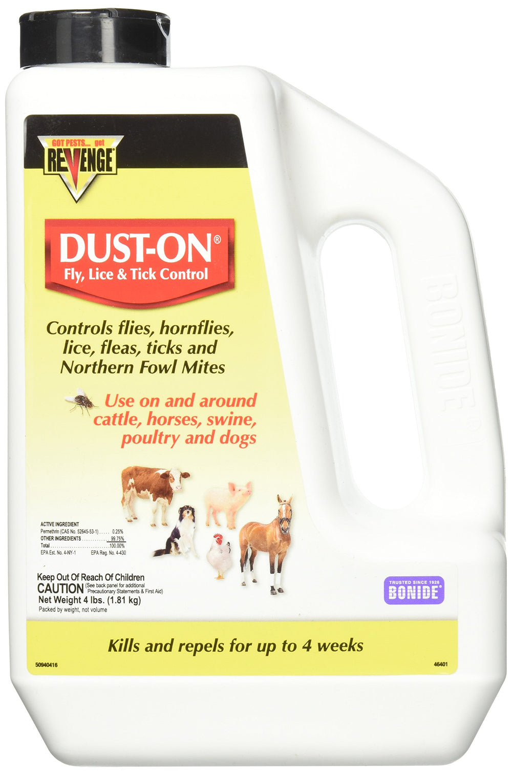Bonide polvo de control moscas, piojos y garrapatas, envase de 4 lb