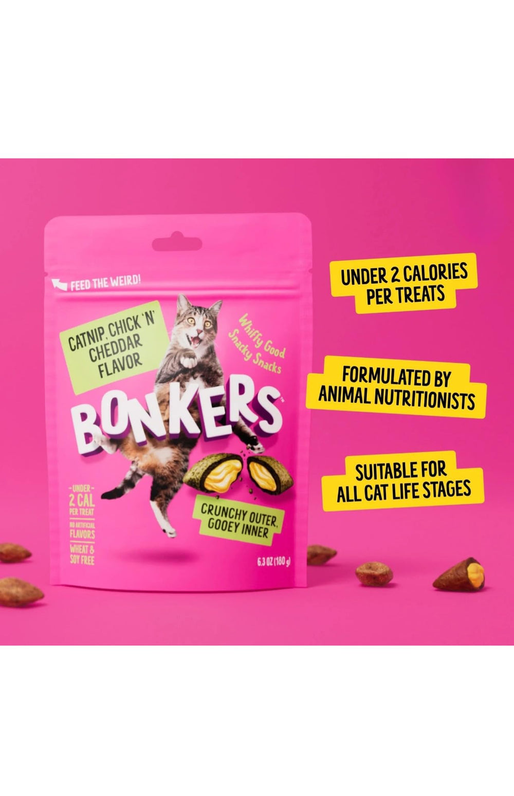 Bonkers: ingredientes nutritivos con vitaminas A, D3, E y biotina para un snack completo