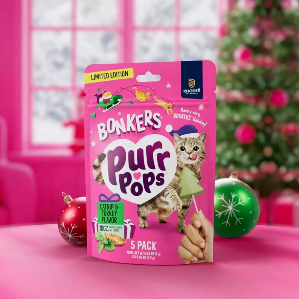 Bonkers Purrpops golosinas palito pollo, proteina alta y natural.