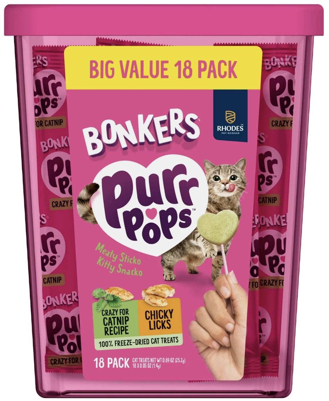 Bonkers Purrpops pack 18 unidades, premio para el gato