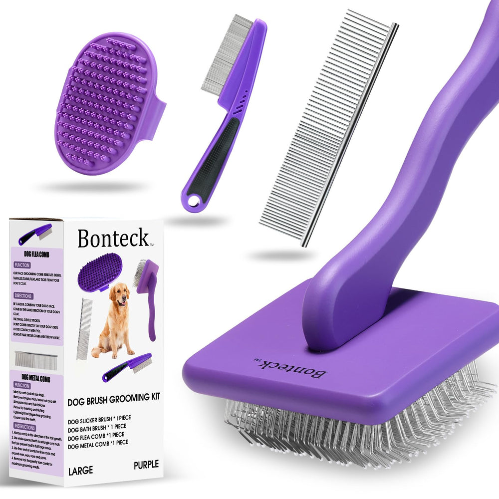 Cepillo slicker Bonteck para perros con puntas largas, desenreda nudos y suaviza el pelaje.