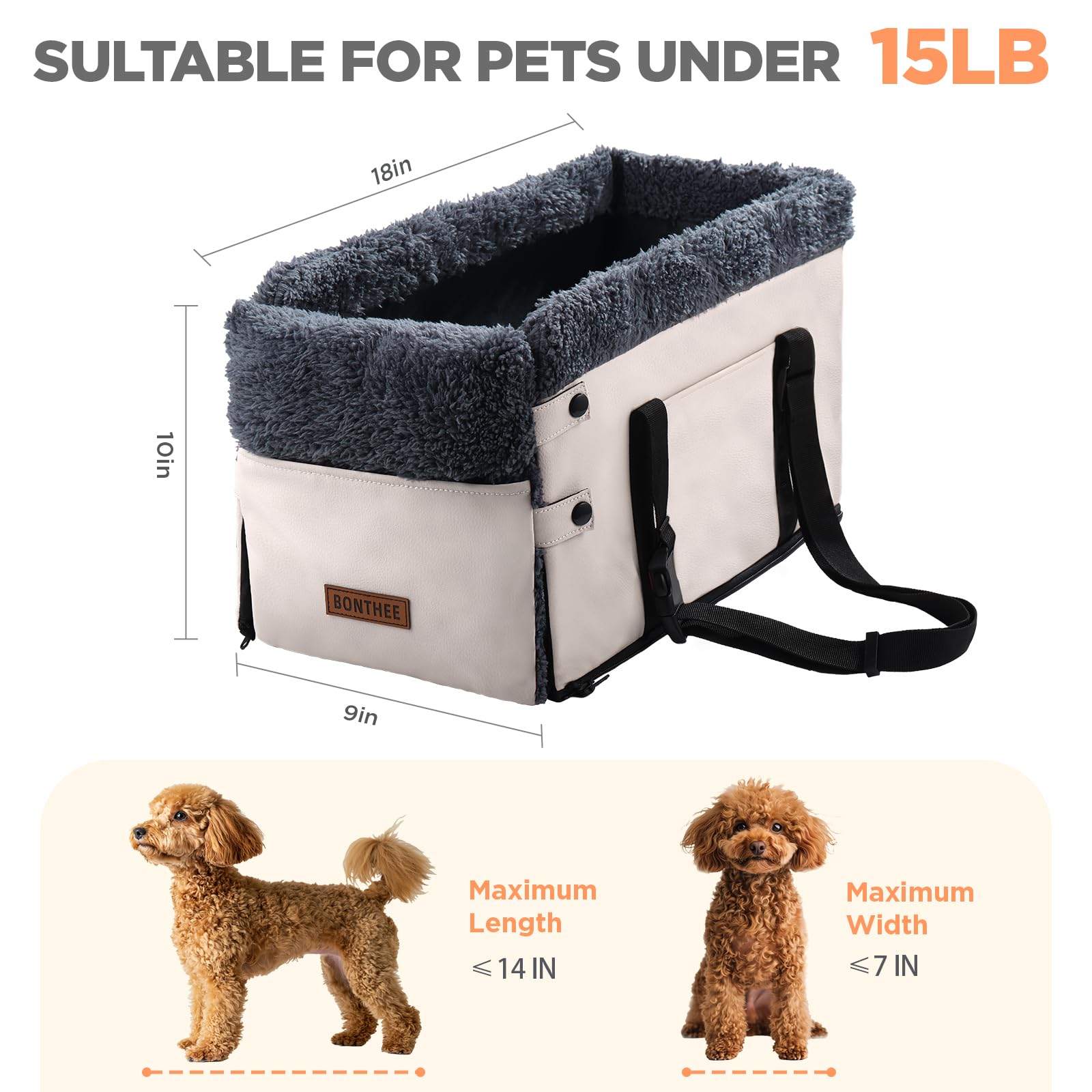 BONTHEE asiento consola perro pequeño, vista exterior para disfrutar del paisaje