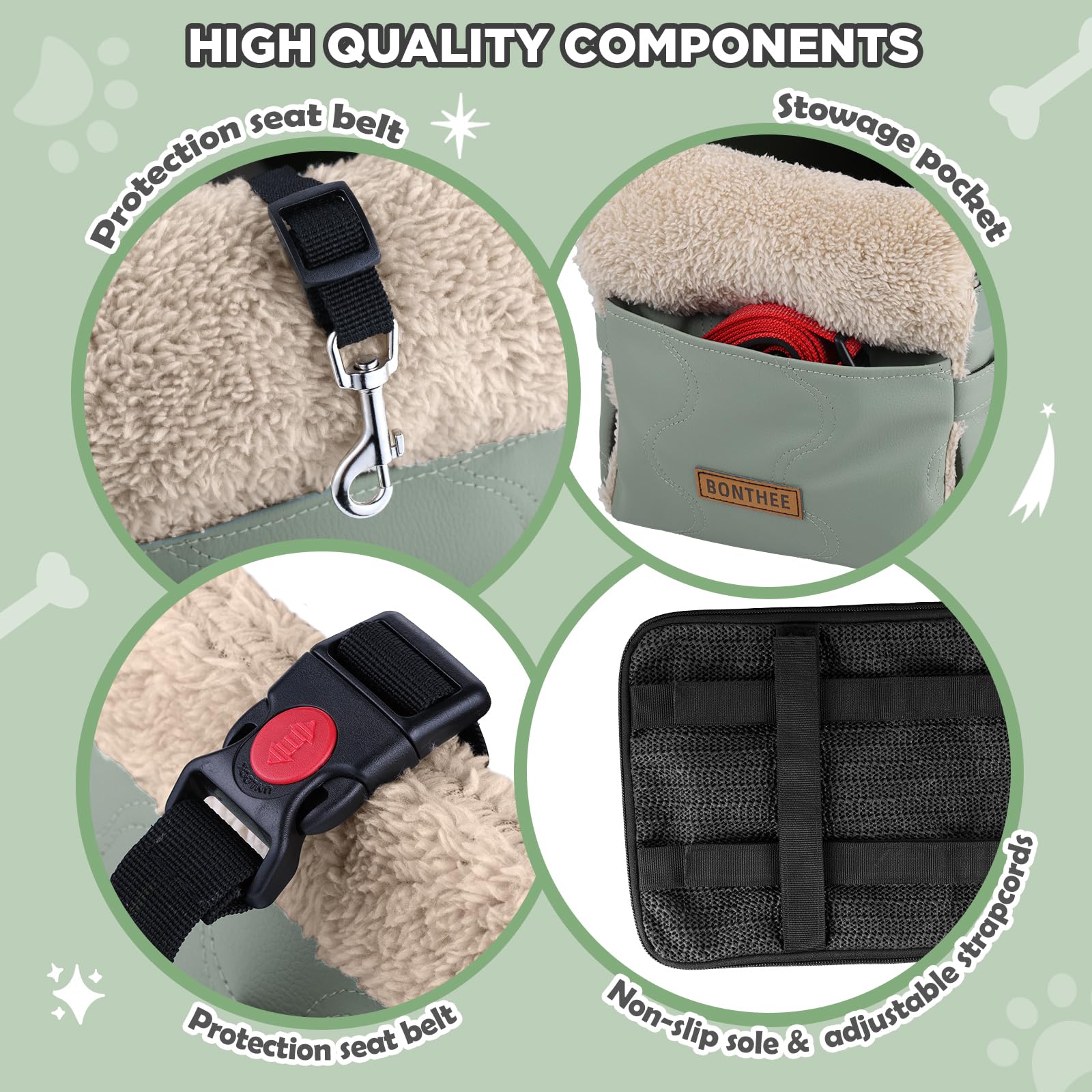 Bonthee bolsillo-almacenamiento-integrado: guarda snacks y accesorios a mano.