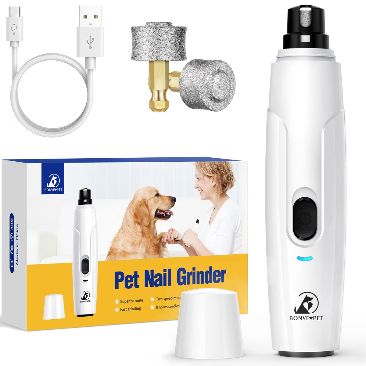 Bonve Pet lijadora de uñas para perros, silenciosa y suave al limar.