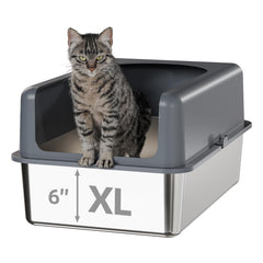 Booche caja para gatos de acero inoxidable, vista general, alta durabilidad.