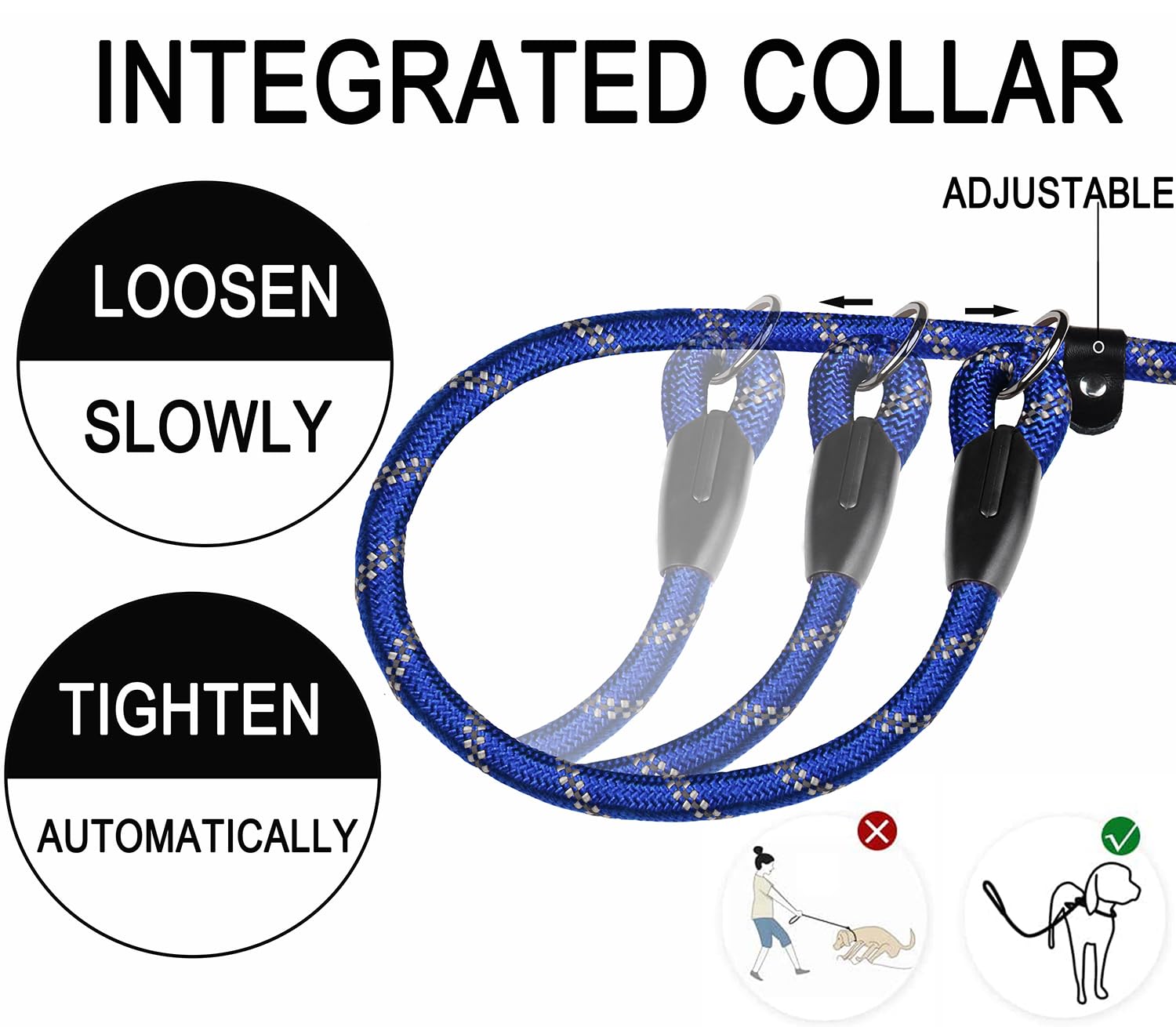 Correa-collar dos en uno Booeudi para ajuste rapido y control.
