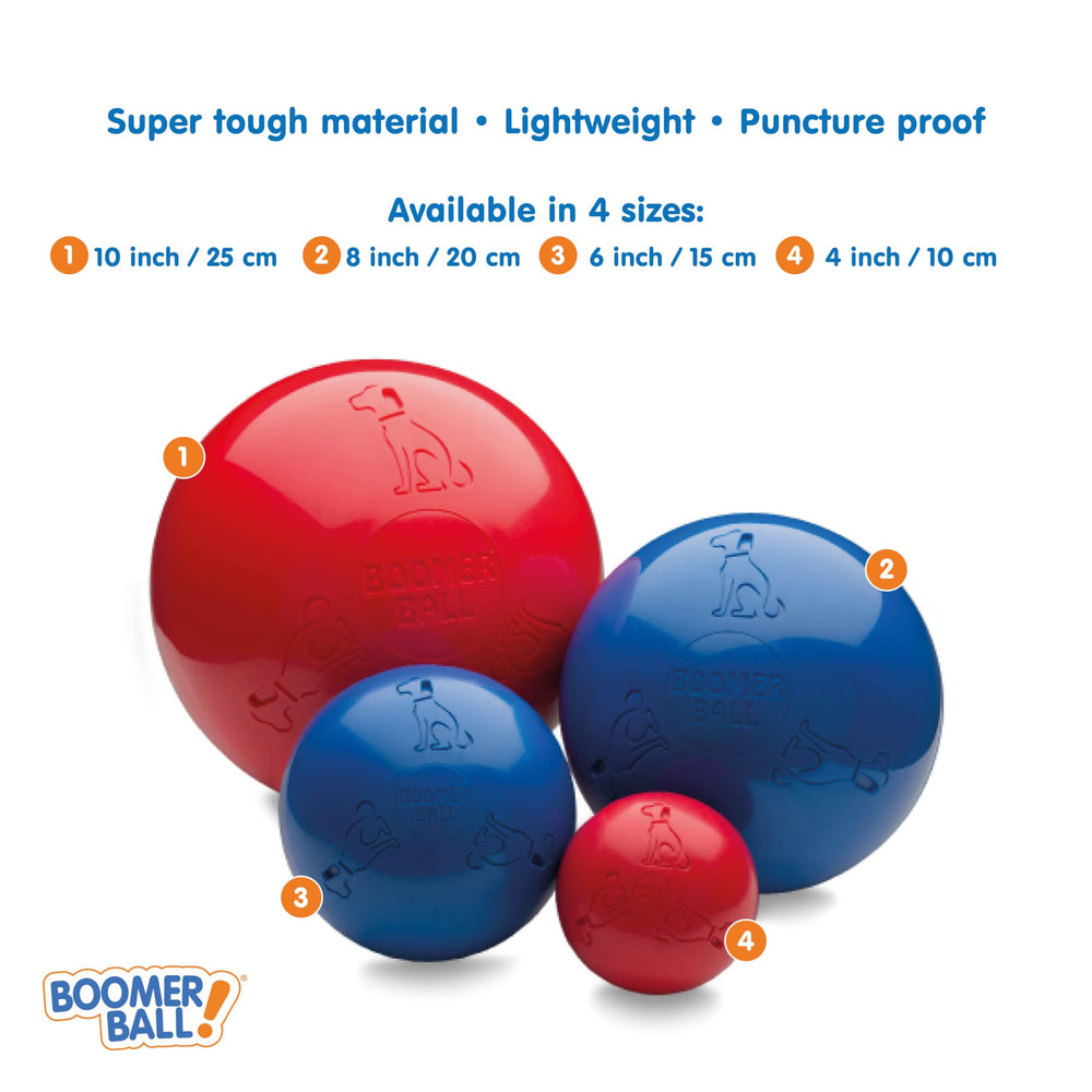 Boomer Ball de polietileno resistente para mordidas seguras.