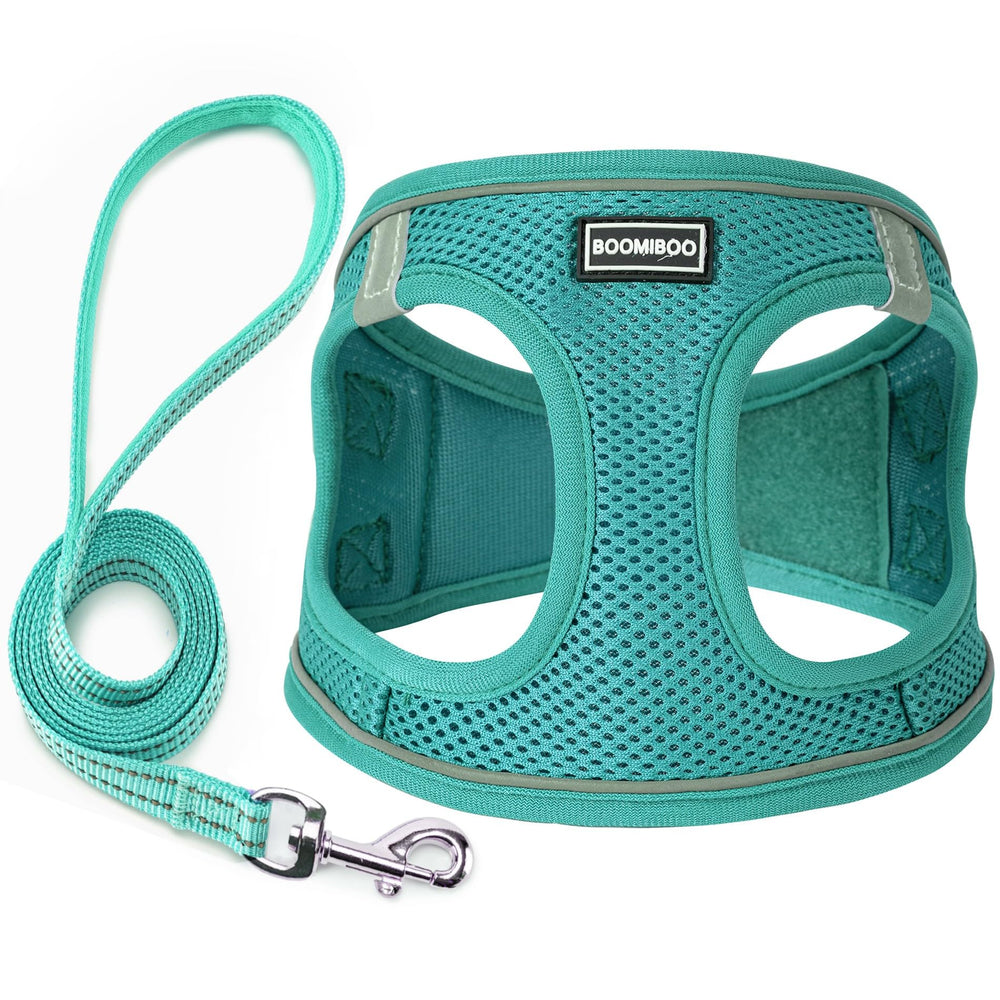 Boomiboo arnés-correa verde bosque sin tirones, ideal para paseos cómodos.