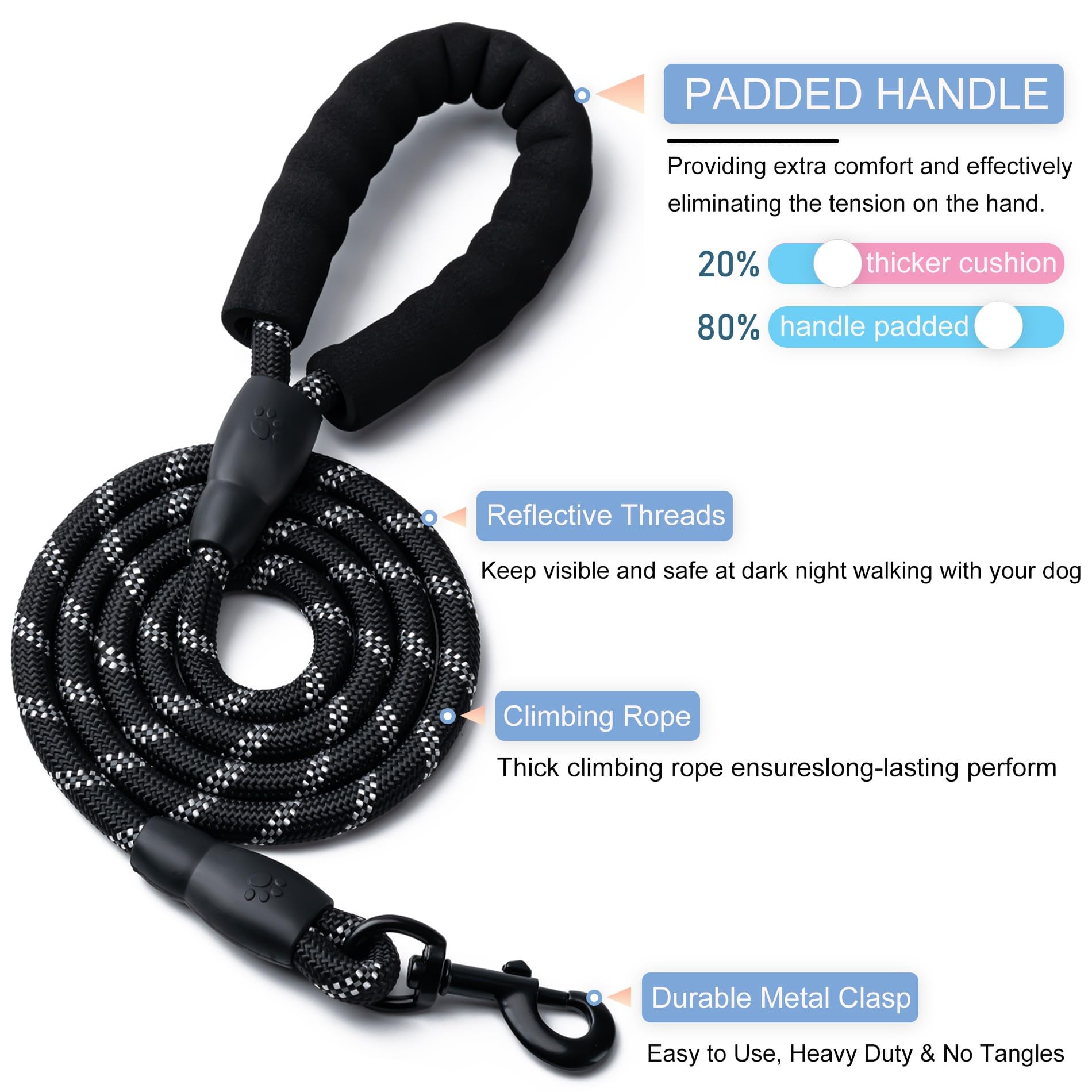 BOOMIBOO correas para perros con asa acolchada para mayor comodidad