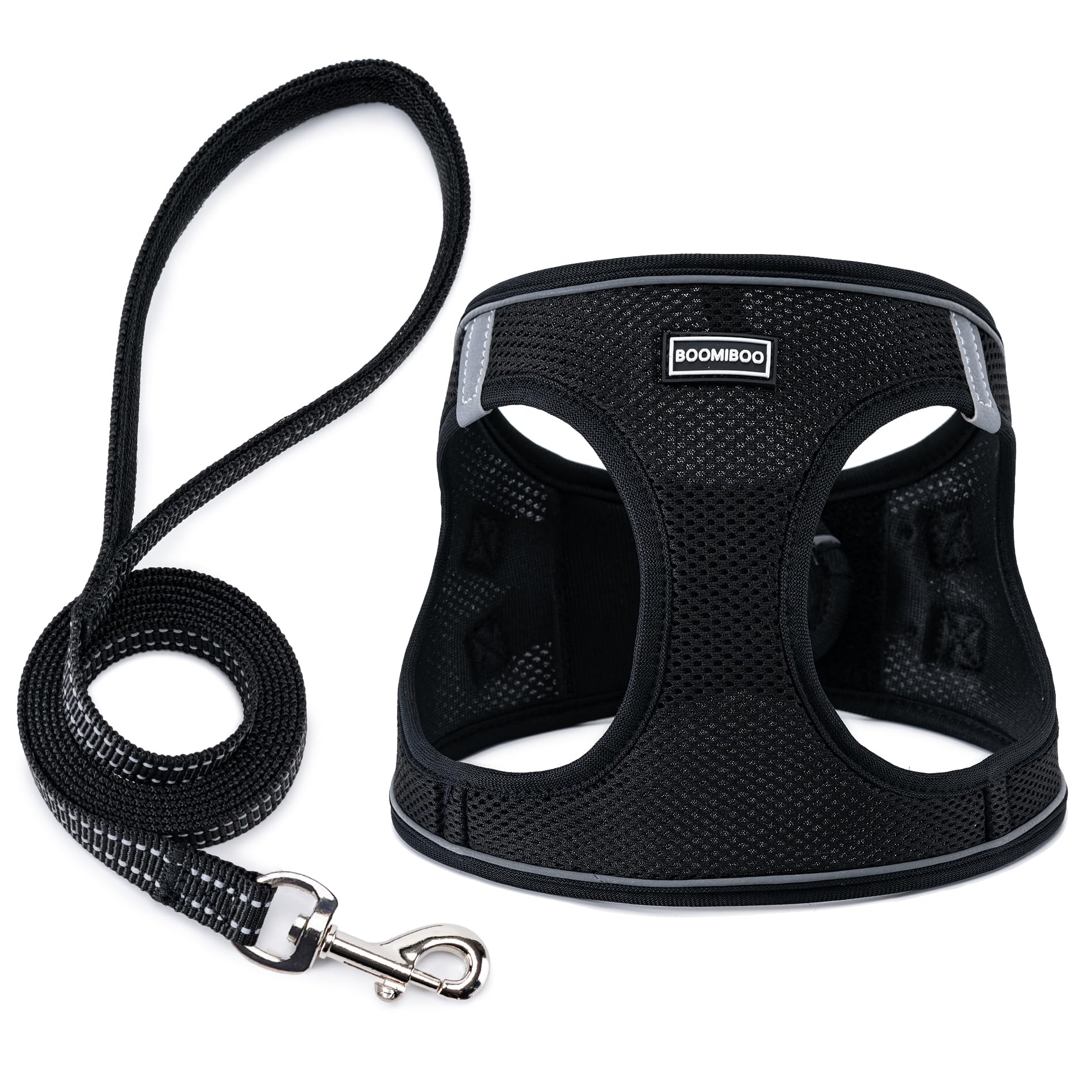 BOOMIBOO arnés sin tirones con dos anillos metálicos para paseos suaves.