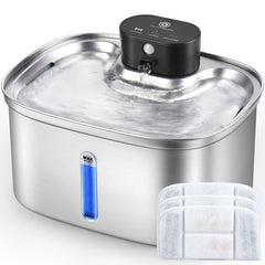 BOORCA fuente inalámbrica para gatos en acero inoxidable ofrece agua fresca sin cables.