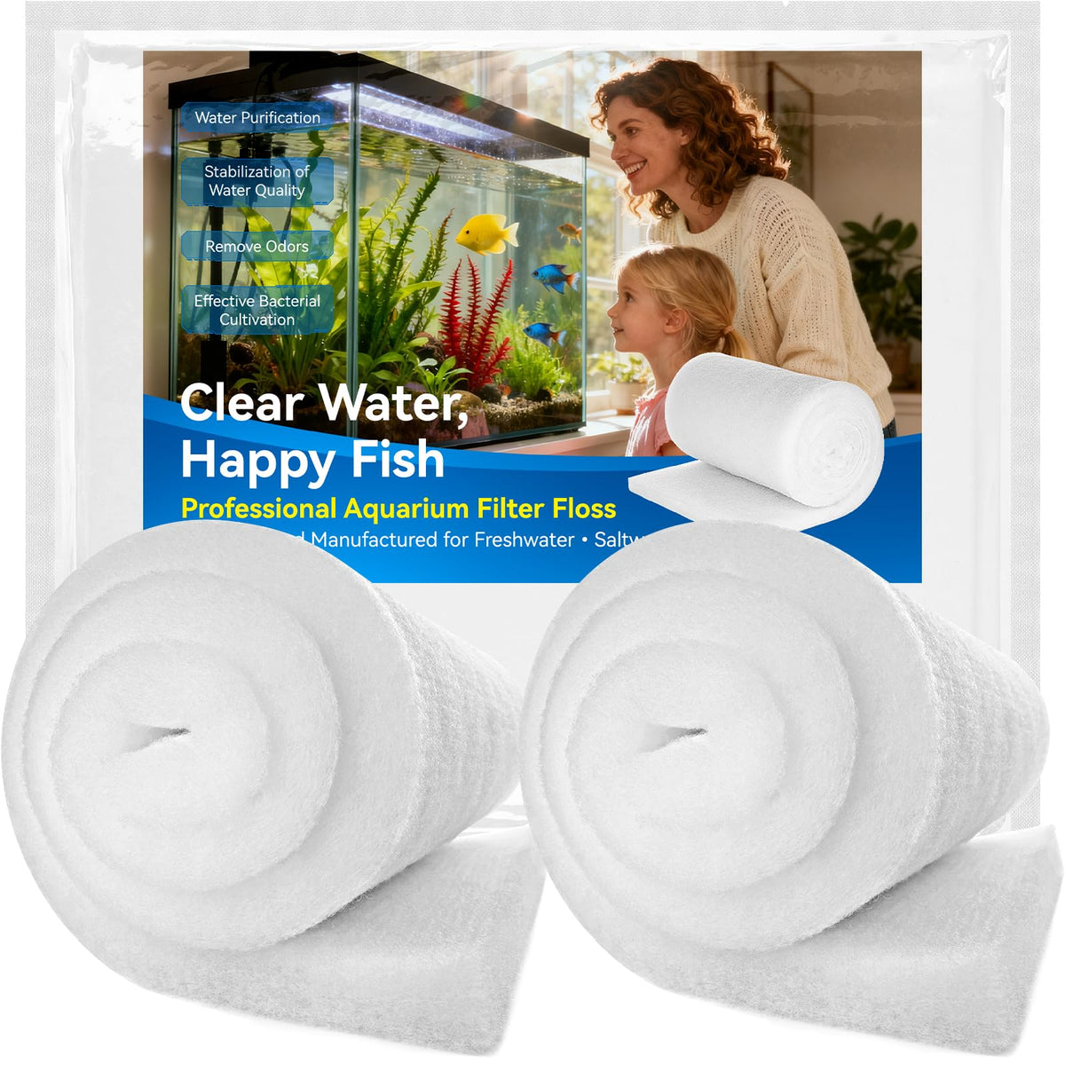 Borlech pad filtrado floss poliester alta densidad mejora claridad del agua en acuarios.