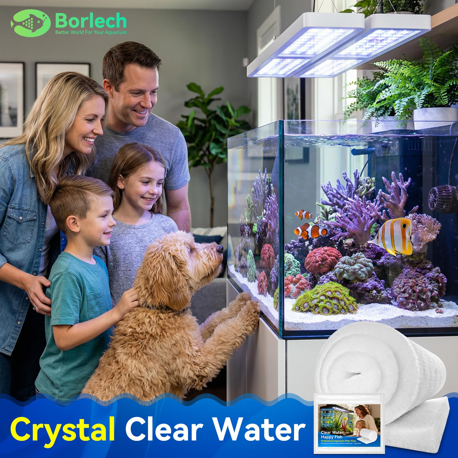 Borlech pad filtrado floss poliester control de sedimentos para acuarios.