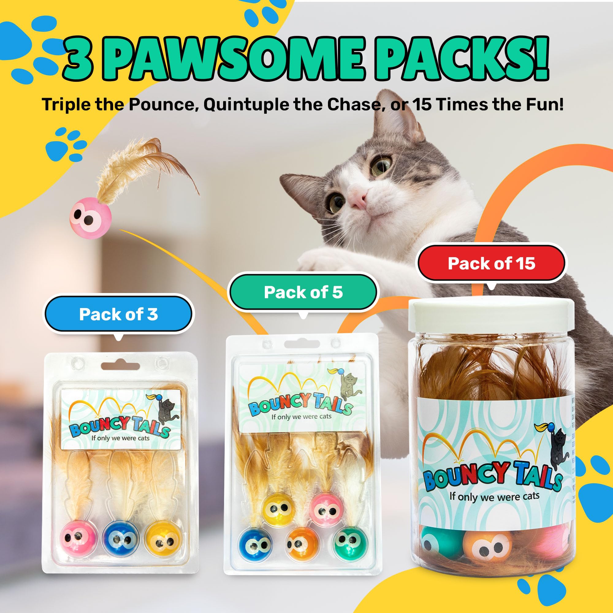 Bouncy Tails: bola ligera, fácil de transportar para jugar en casa o fuera
