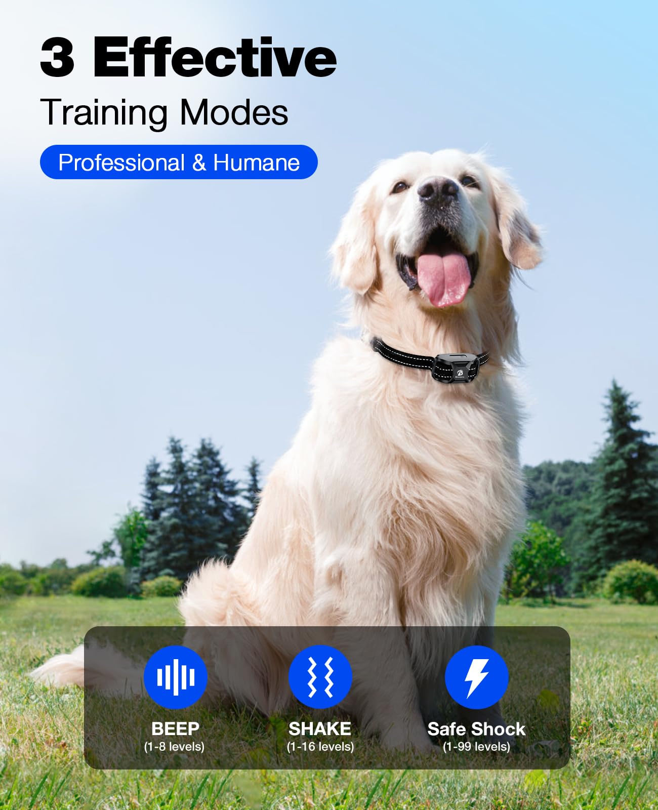BOUSNIC collar-entrenamiento con alcance de 3300 pies para sesiones al aire libre.