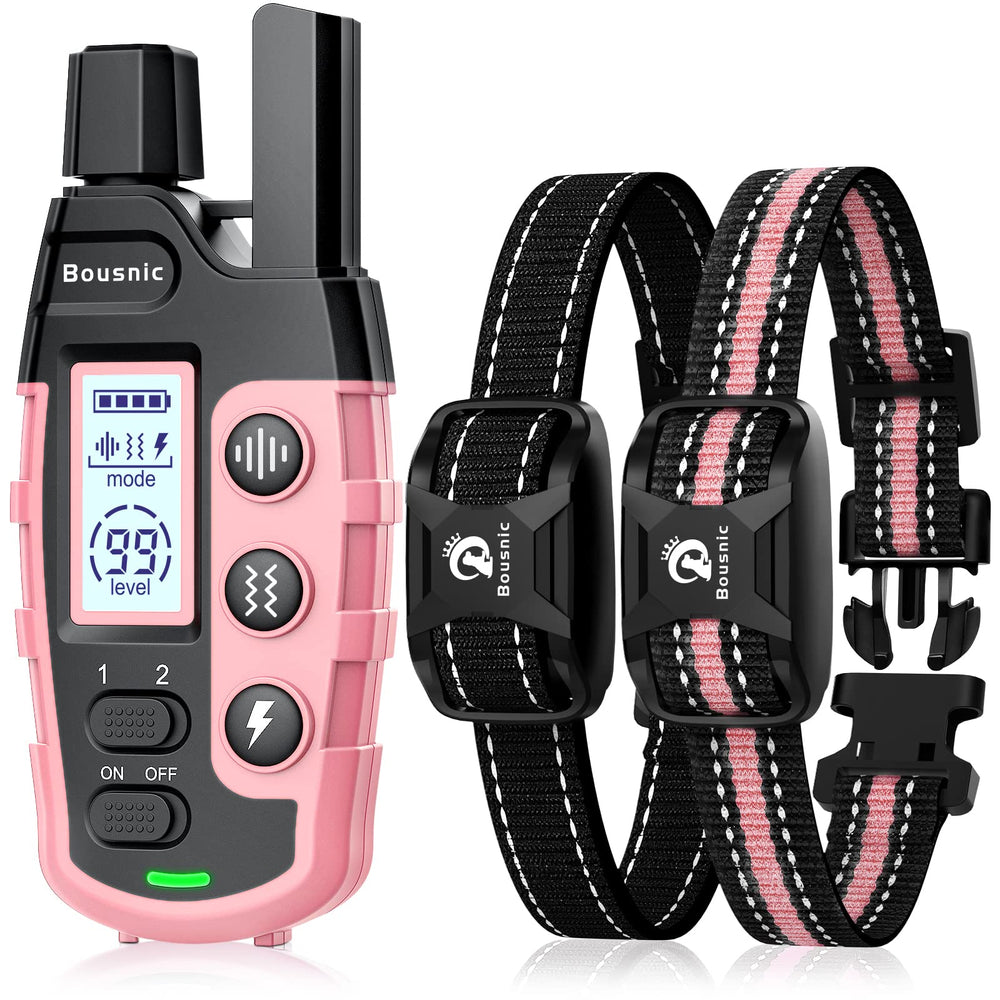 BOUSNIC collar-entrenamiento para dos perros con control remoto de largo alcance.