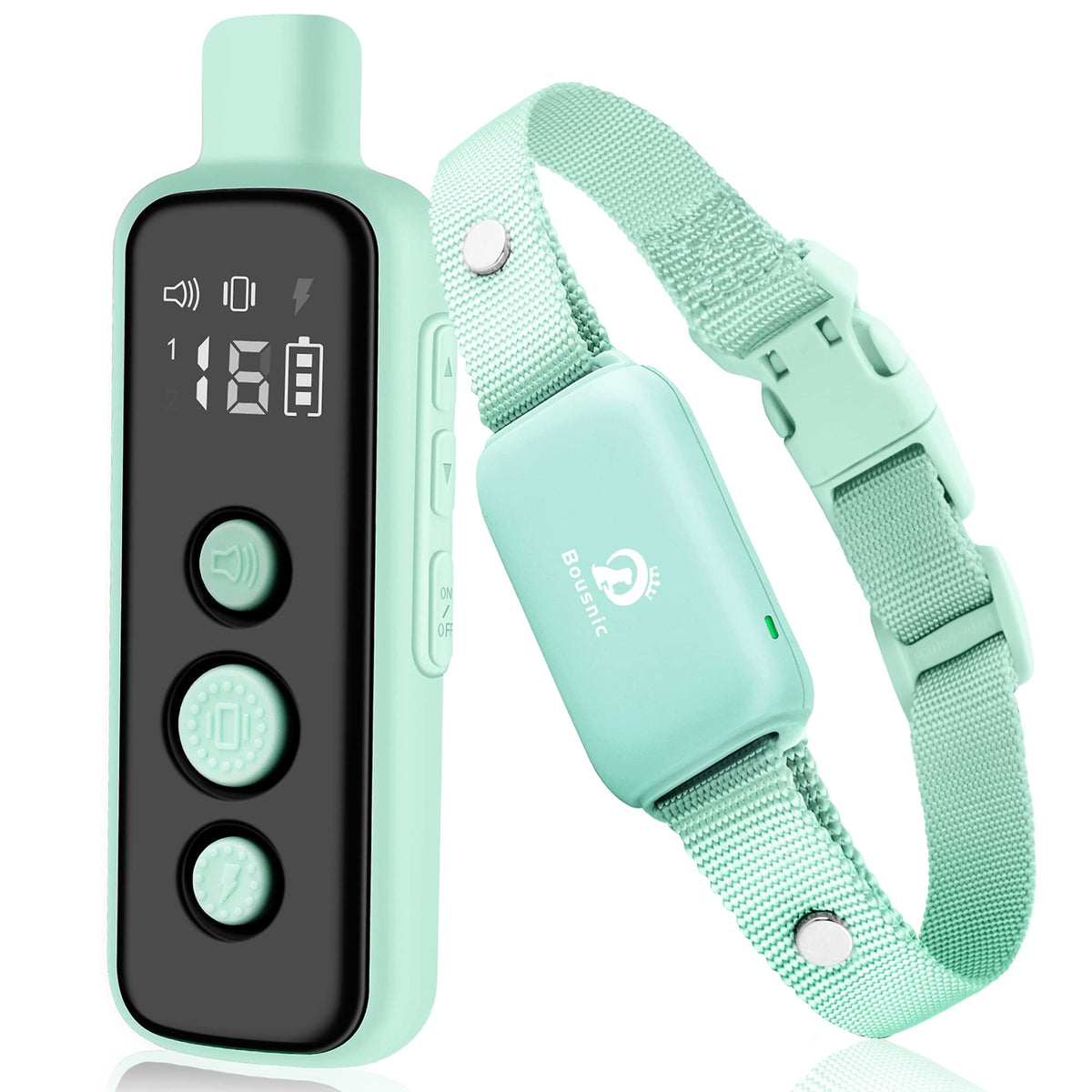 BOUSNIC collar-entrenamiento-perro-verde ideal para obediencia al aire libre
