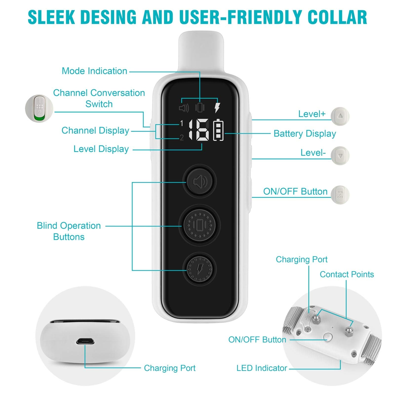 Bousnic collar-ipx7 resistente al agua, ideal para uso exterior con lluvia o salpicaduras.