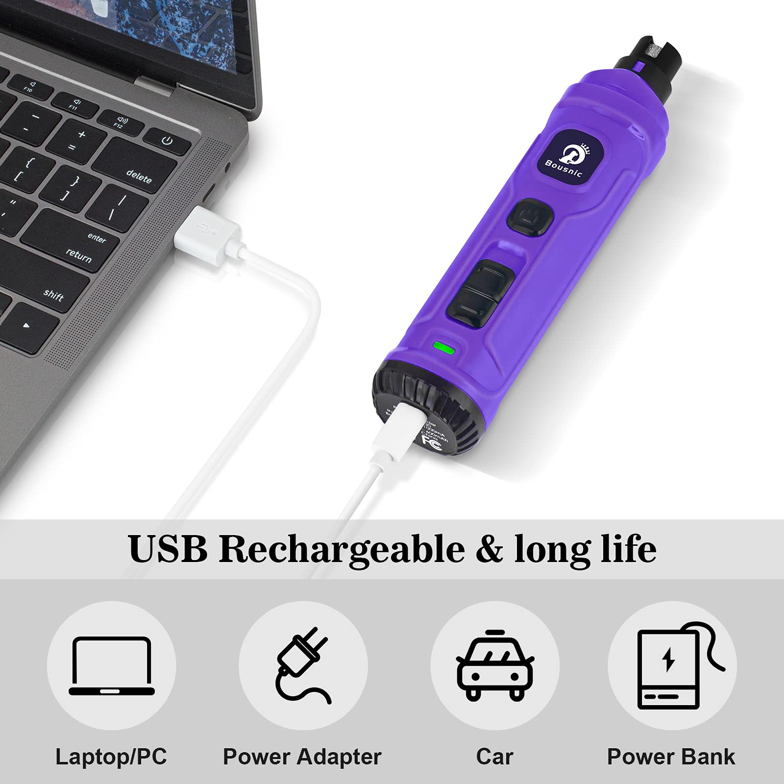 BOUSNIC diseño ergonómico y ligero para uso cómodo y controlado.