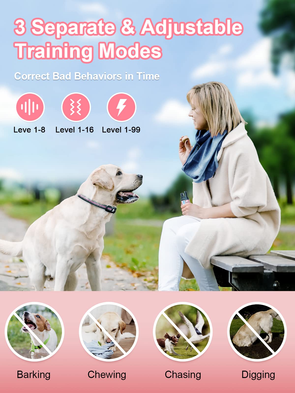 BOUSNIC control remoto de doble canal para entrenamiento de dos perros.
