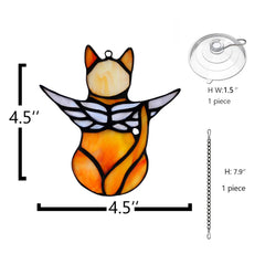 BOXCASA Angel Cat Memorial, vitral para ventana, iluminación suave.