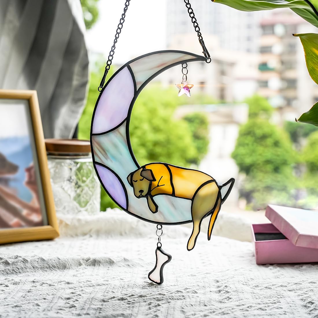 BOXCASA colgante de vidrio, puente arcoíris, perfecto para crear un rincón de memoria.
