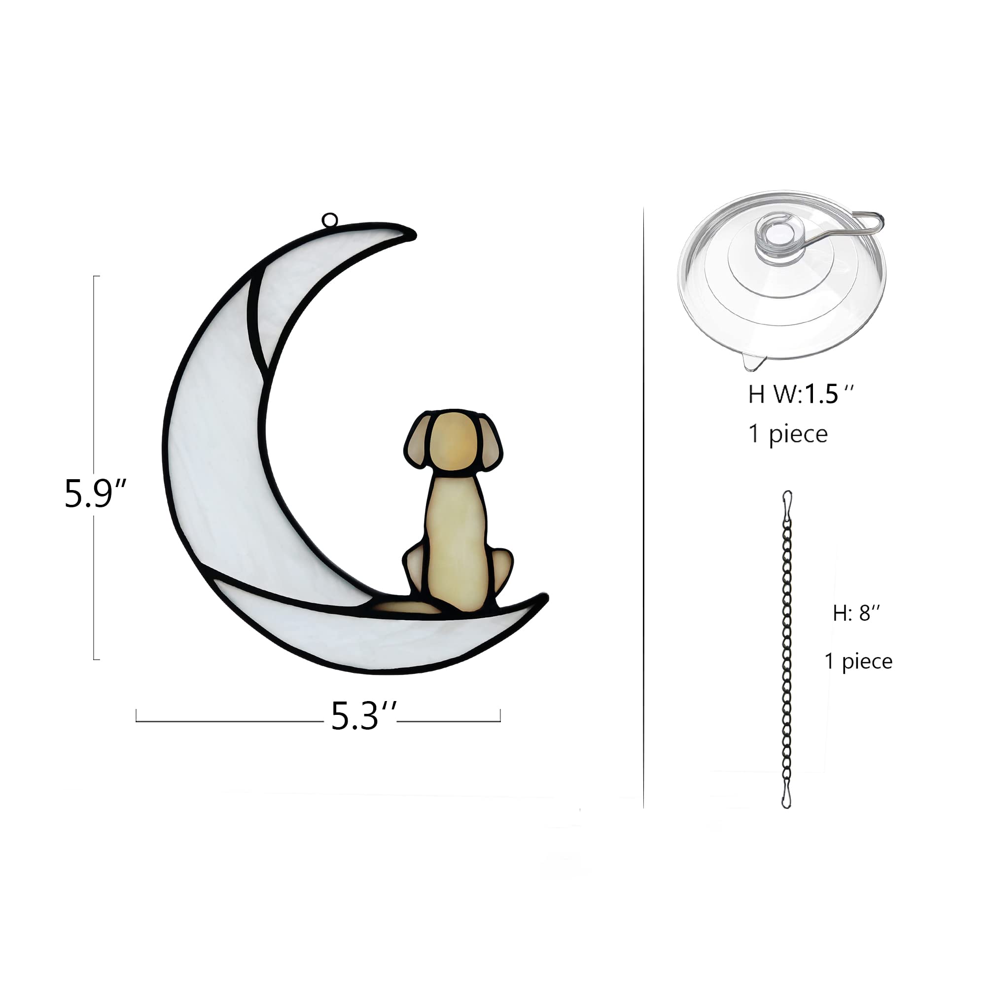 BOXCASA detalle perro luna vitral: recuerdo duradero que ilumina el salón al sol