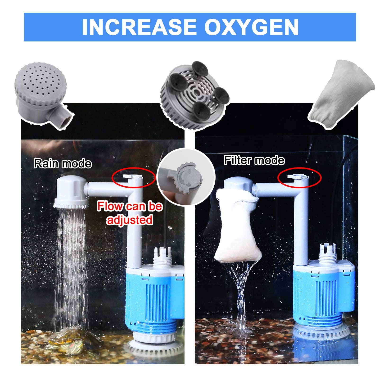 Boxtech ducha-agua acuario, distribución suave para limpieza.