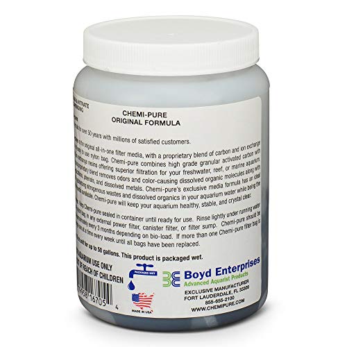 Chemi-pure en filtro externo para acuarios de distinto tipo.