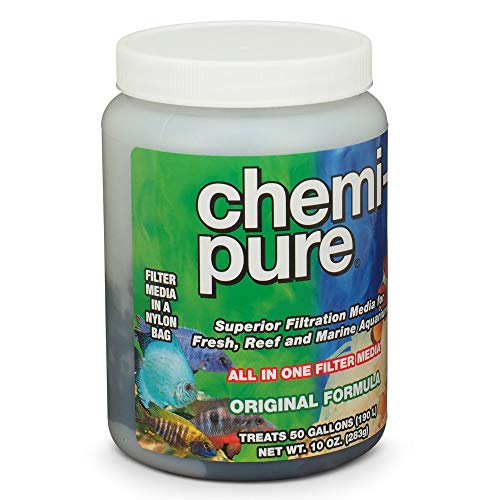 Presentación de Chemi-pure de 10 onzas para acuarios.