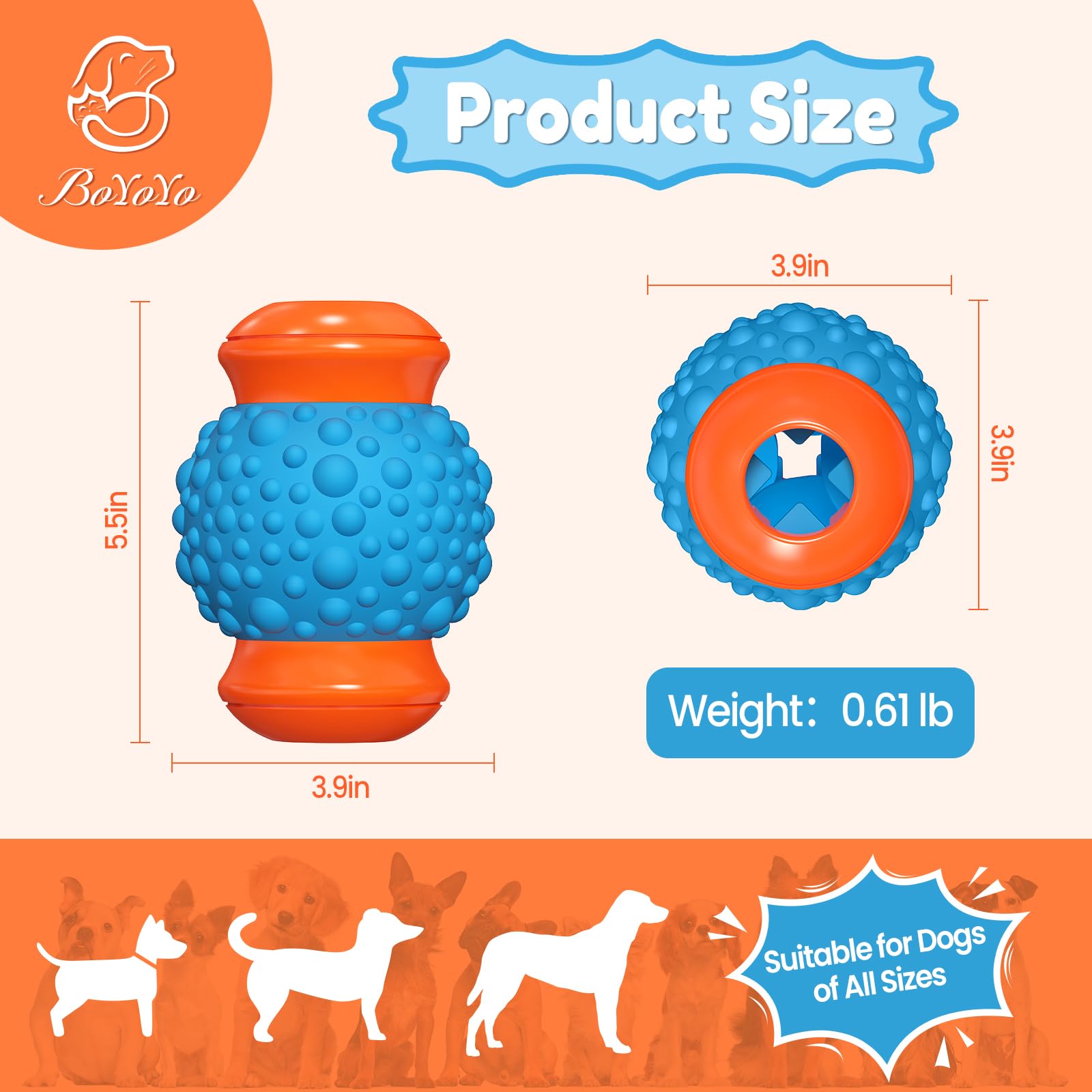 BoYoYo dispensador de premios para perros grandes favorece juego y alimentación lenta