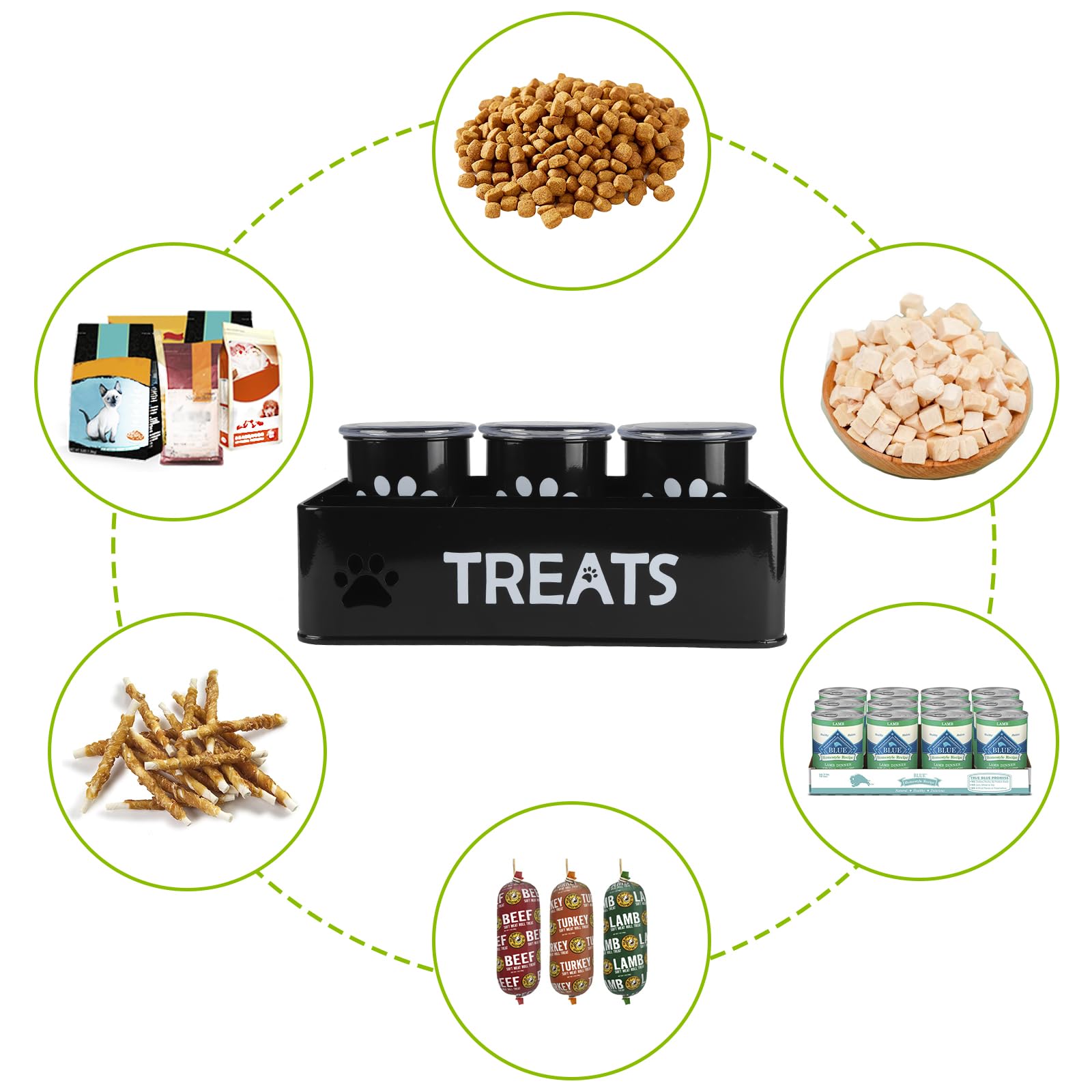 Brabtod almacenamiento para perros y gatos, opciones versátiles para snacks