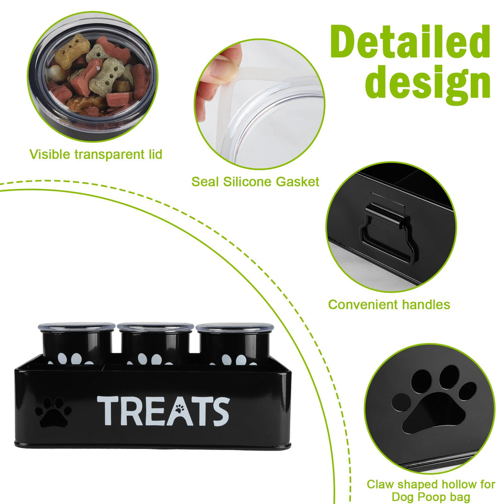 Brabtod contenedores de golosinas para perro con tres compartimentos