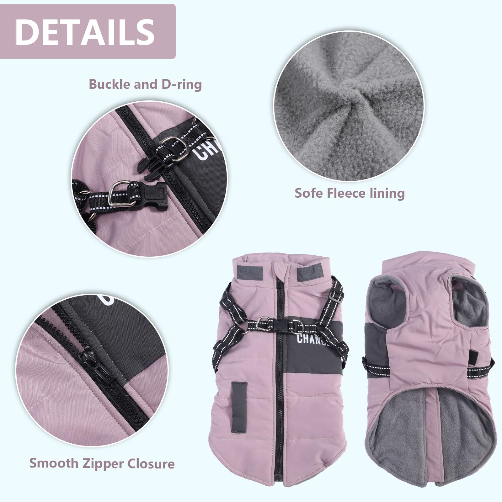 Brabtod diseño 2 en 1 chaqueta para perro con correa, fácil de poner.