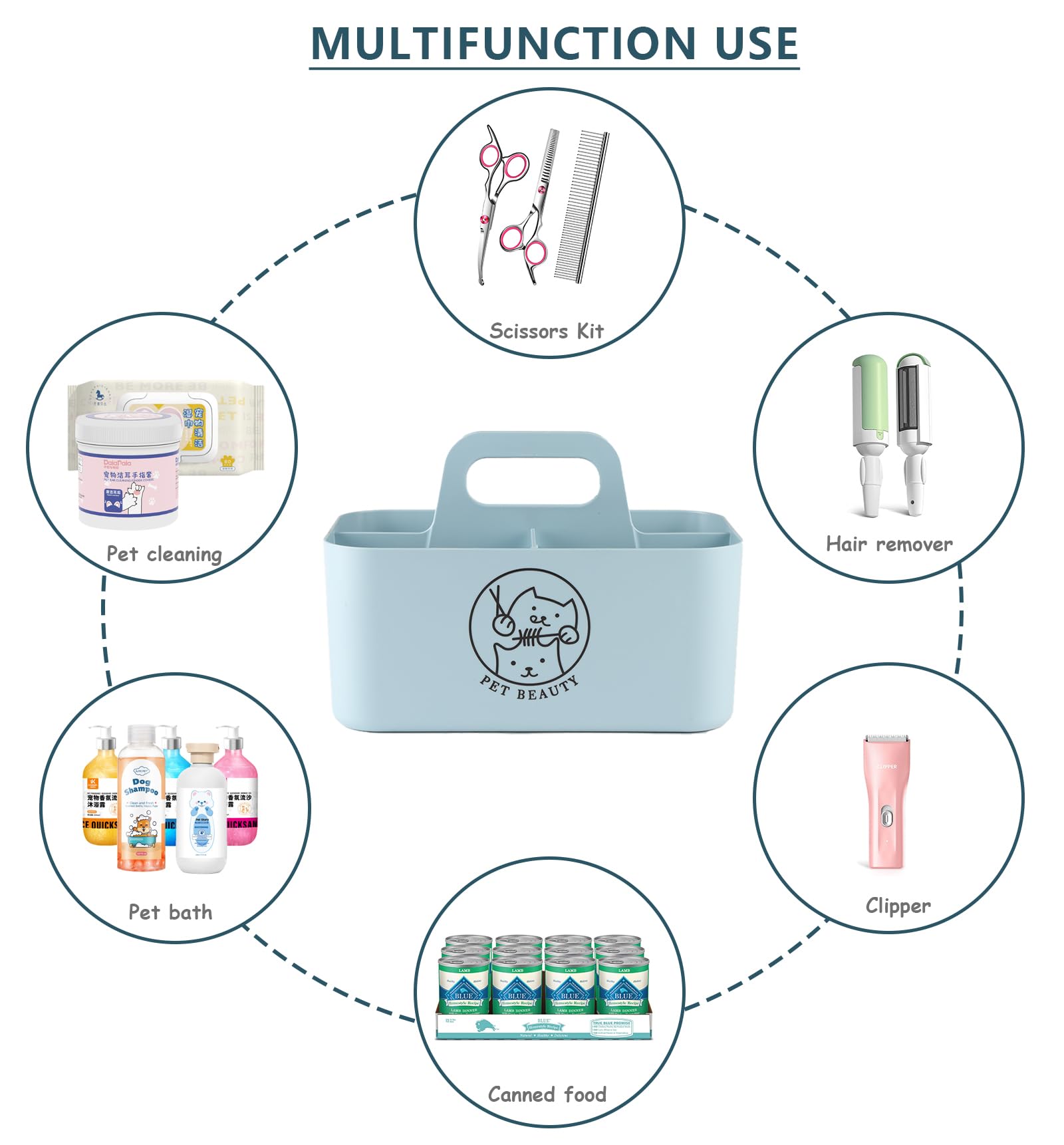 Brabtod caddy con mango integrado para mover entre espacios de forma cómoda.