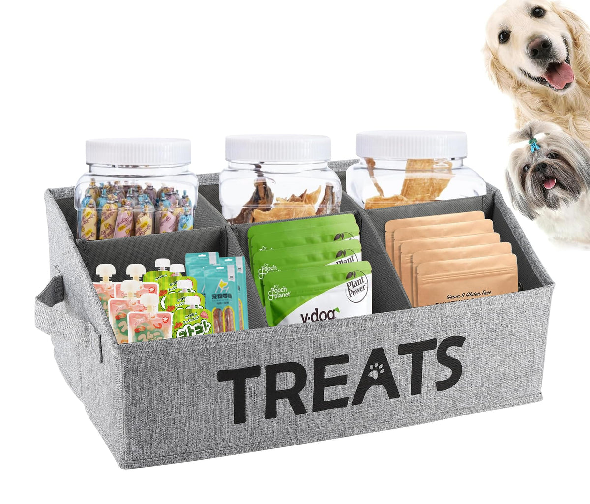 Brabtod organizador dulces para perros, frontal; ideal para mantener golosinas ordenadas.