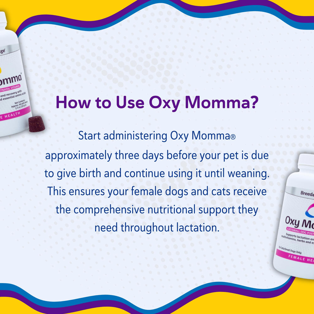 Ingredientes herbales en Breeder's Edge Oxy Momma para apoyo natural.