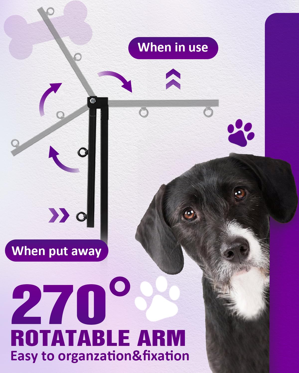 Breeze Touch Brazo ajustable para aseo de perros pequeños y medianos.