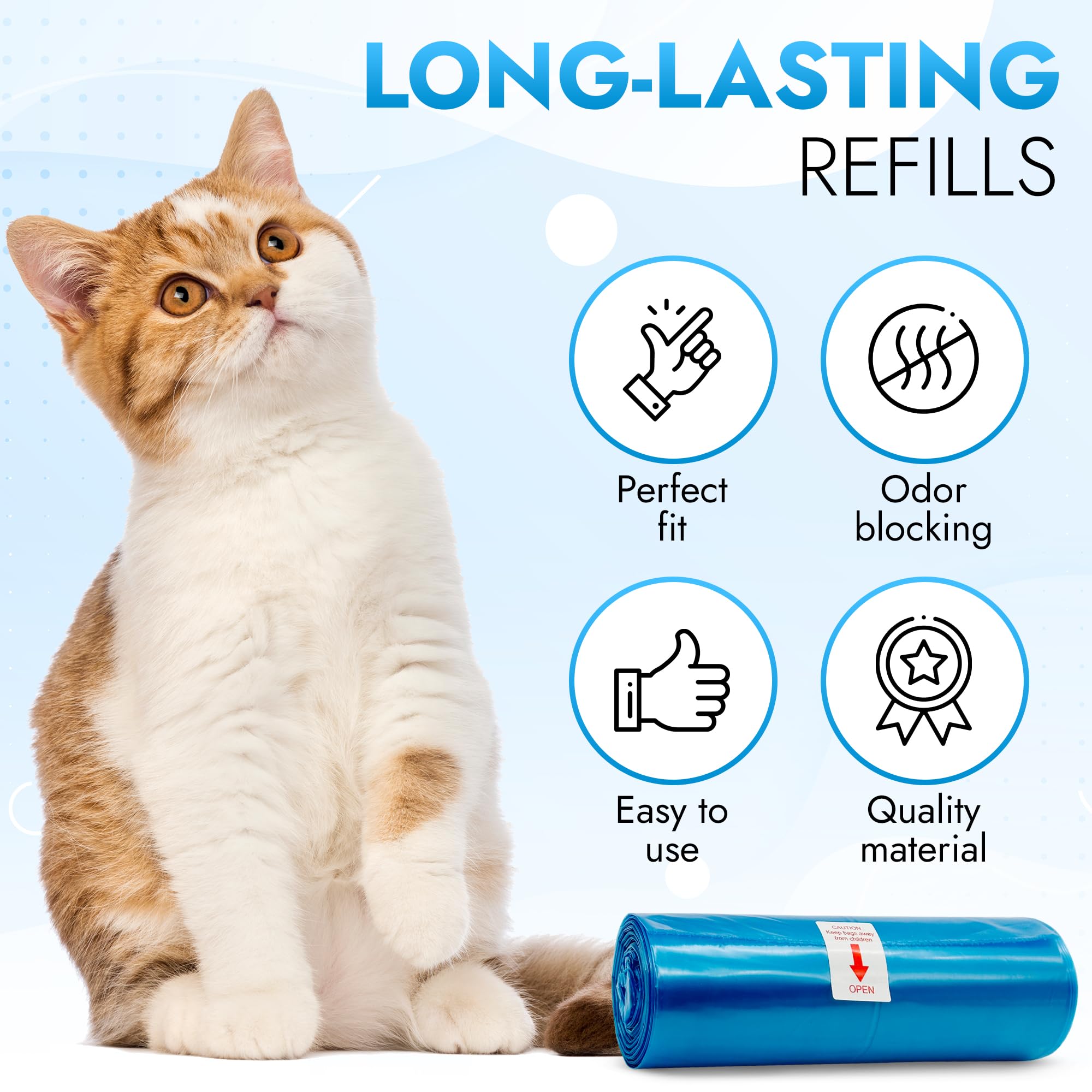 BrightOn bolsas para Litter Genie Easy Roll ofrecen control de olores gracias a plástico extra grueso.