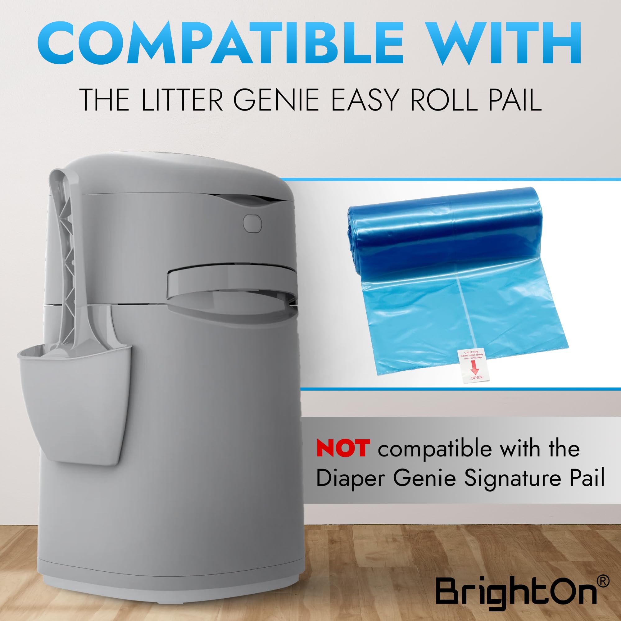 BrightOn bolsas sin fragancia para Litter Genie Easy Roll ayudan a controlar olores discretamente.