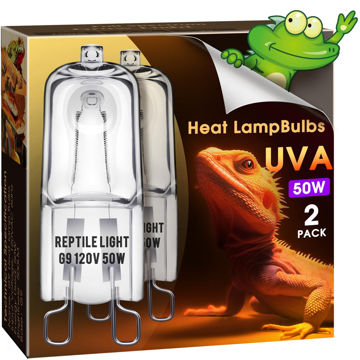 Bombilla Briignite G9 con calor para reptiles, 50W, ideal para terrarios.