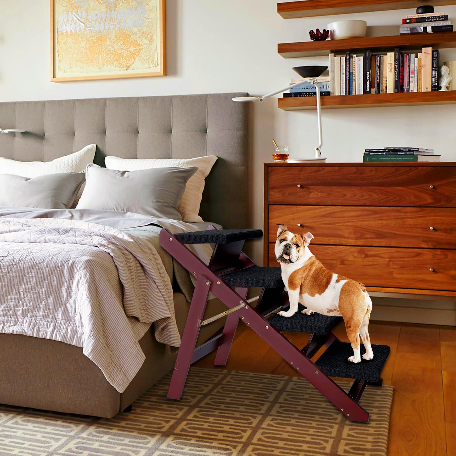BRIKY escalera de madera, diseño estable para mascotas