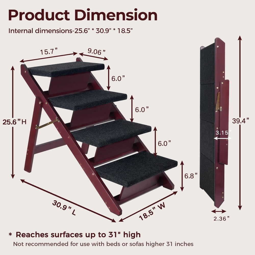 BRIKY escalera plegable para perros, diseño compacto en madera