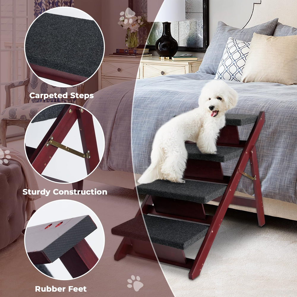 BRIKY escalera para perros, uso en sofá y coche con peldaños forrados