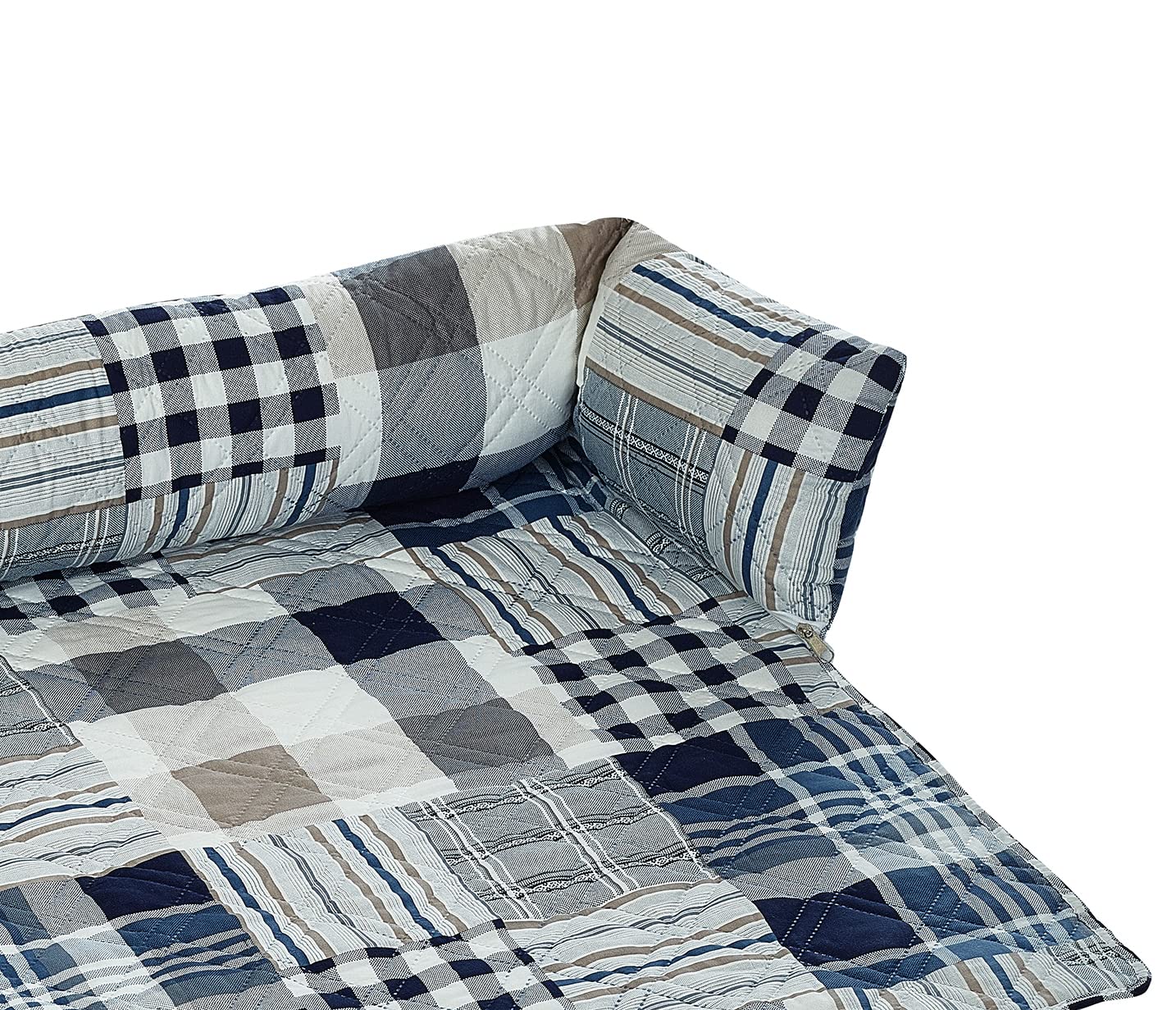 Diseño patchwork azul de Brilliant Sunshine para vestir la sala.