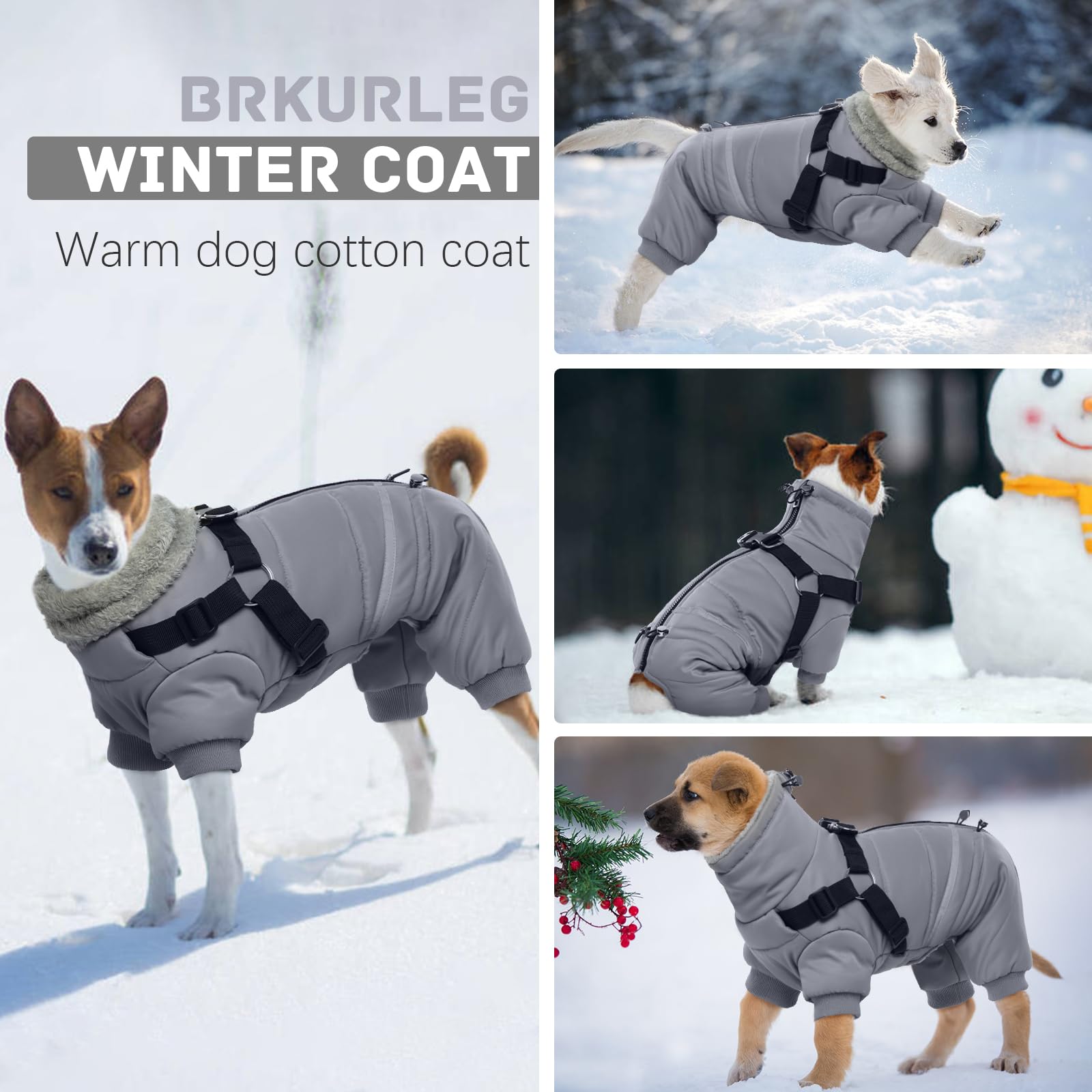 BRKURLEG abrigo para perro con cremallera trasera, fácil de poner