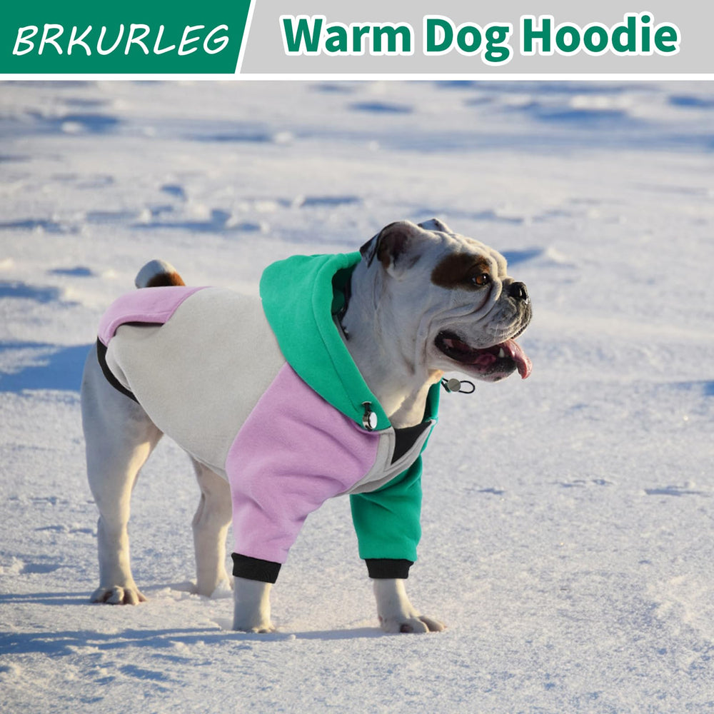 BRKURLEG Dog Hoodie disponible en verde y púrpura para uso diario.