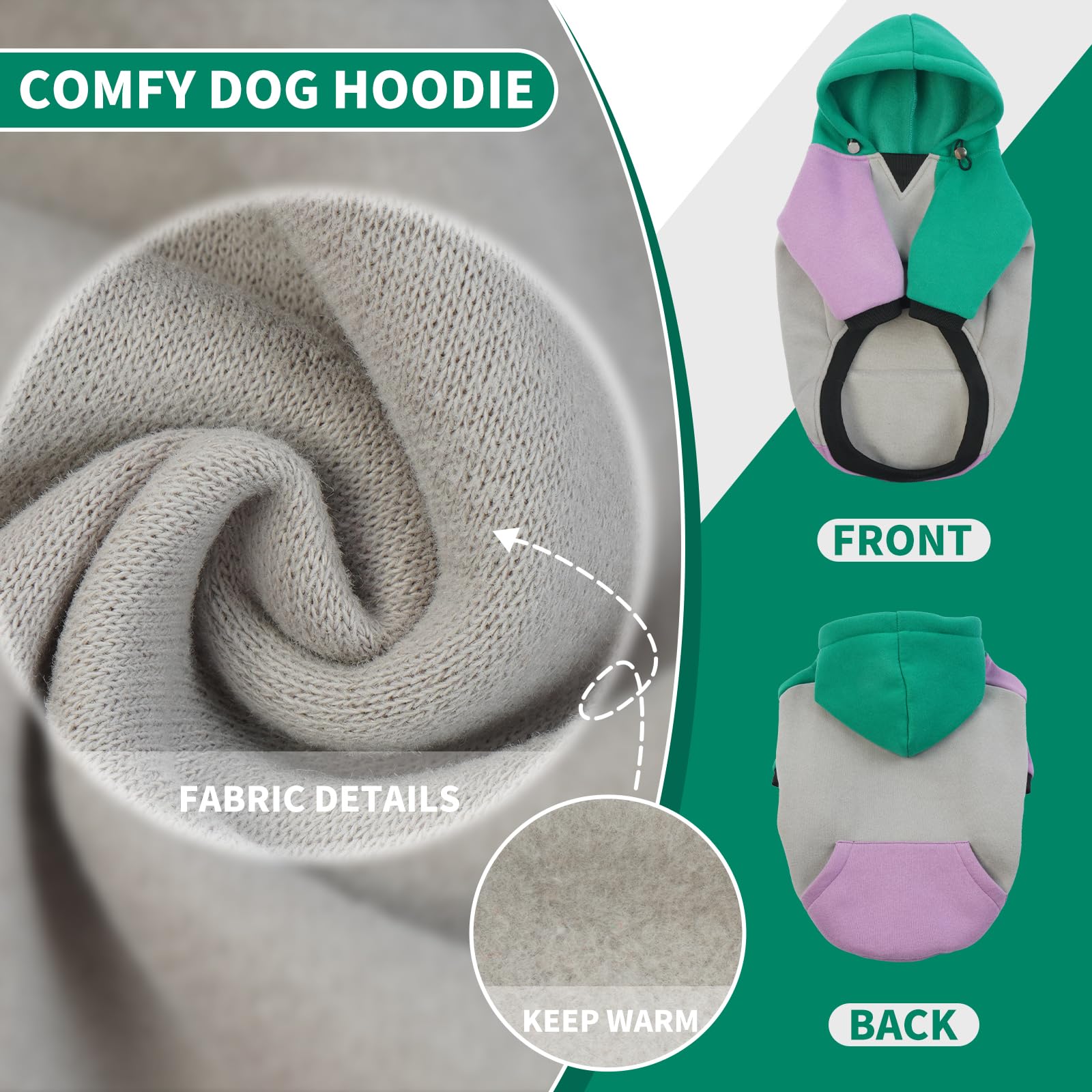 BRKURLEG Dog Hoodie diseño color-block para estilo dinámico.