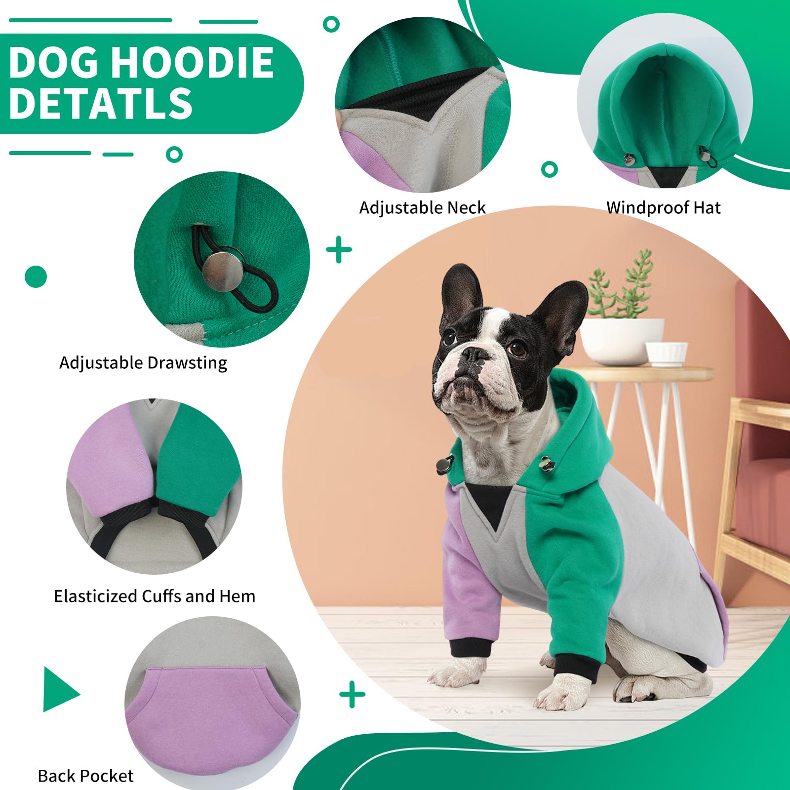 BRKURLEG Dog Hoodie de vestir por cabeza para uso fácil.